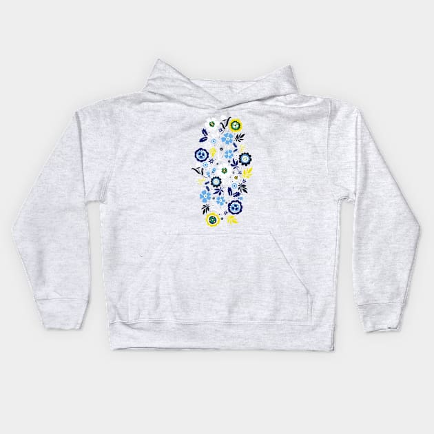 Folk Flowers Kids Hoodie by Anna Deegan